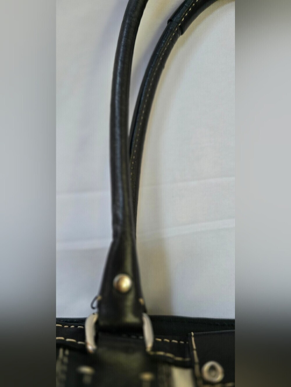 Coach Hamptons F13031 Ivory Black Pebbled Leather Braided Satchel Y2K - Picture 13 of 13